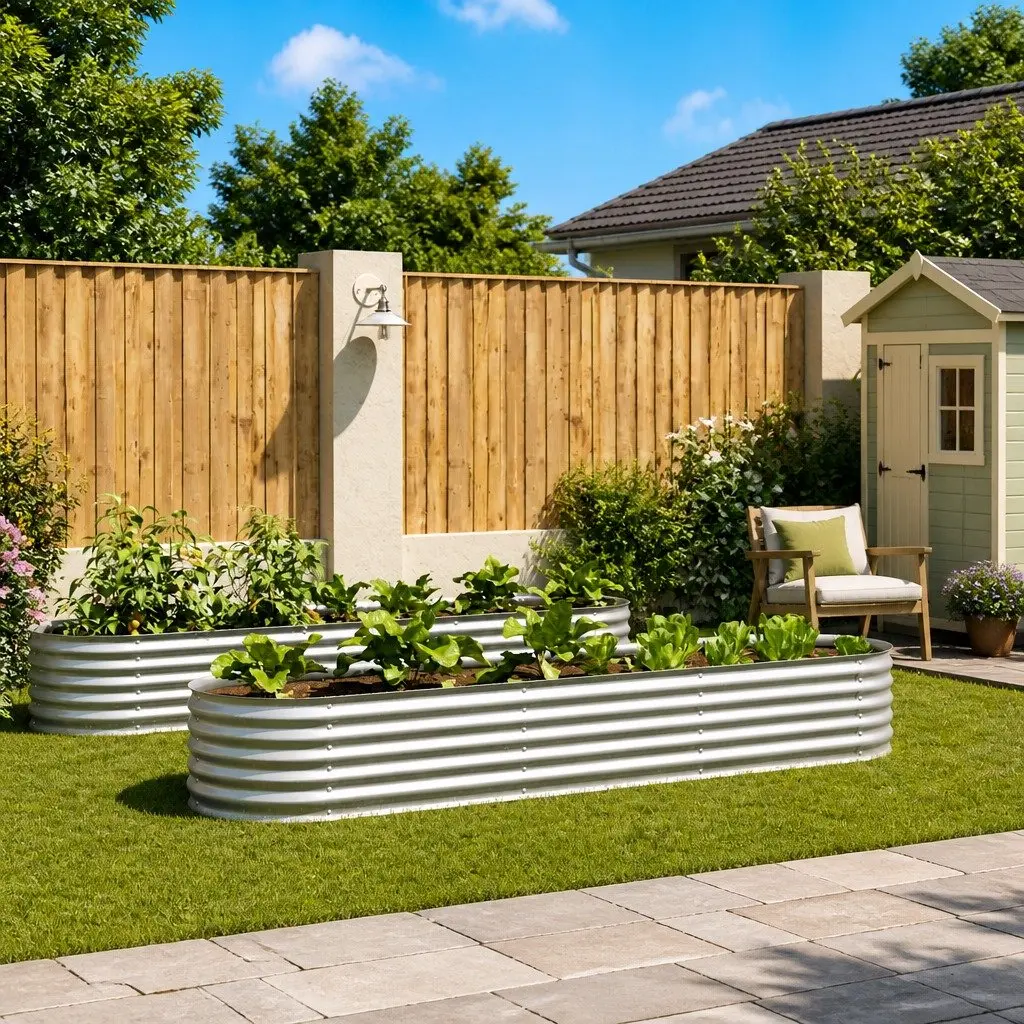 Raised Garden Bed 320x80x44cm Silver