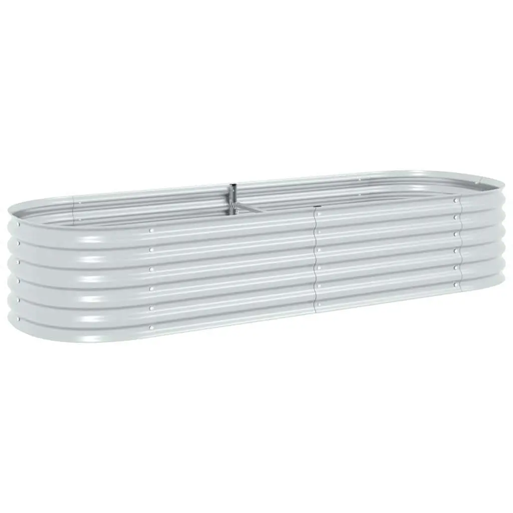 Raised Garden Bed 240x80x44 cm Outdoor Planter Box Silver Metal