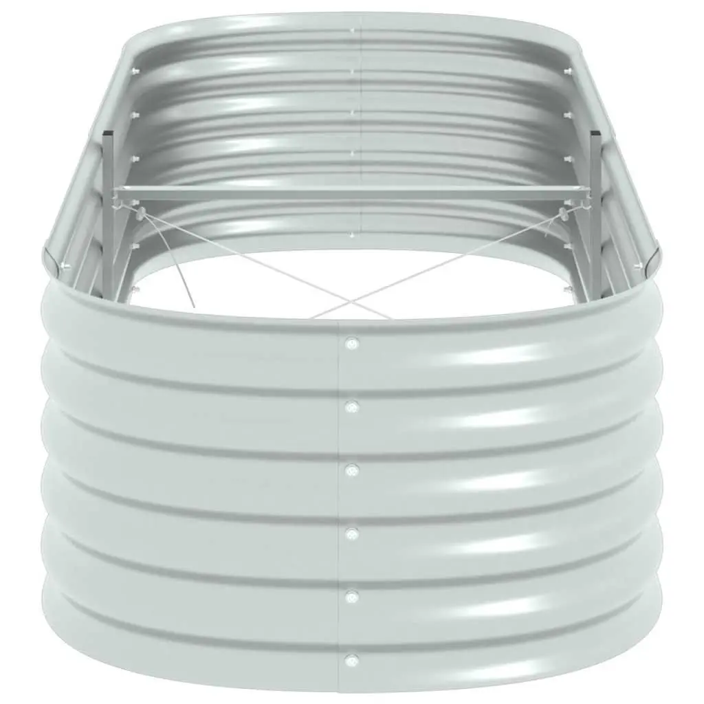 Raised Garden Bed 240x80x44 cm Outdoor Planter Box Silver Metal