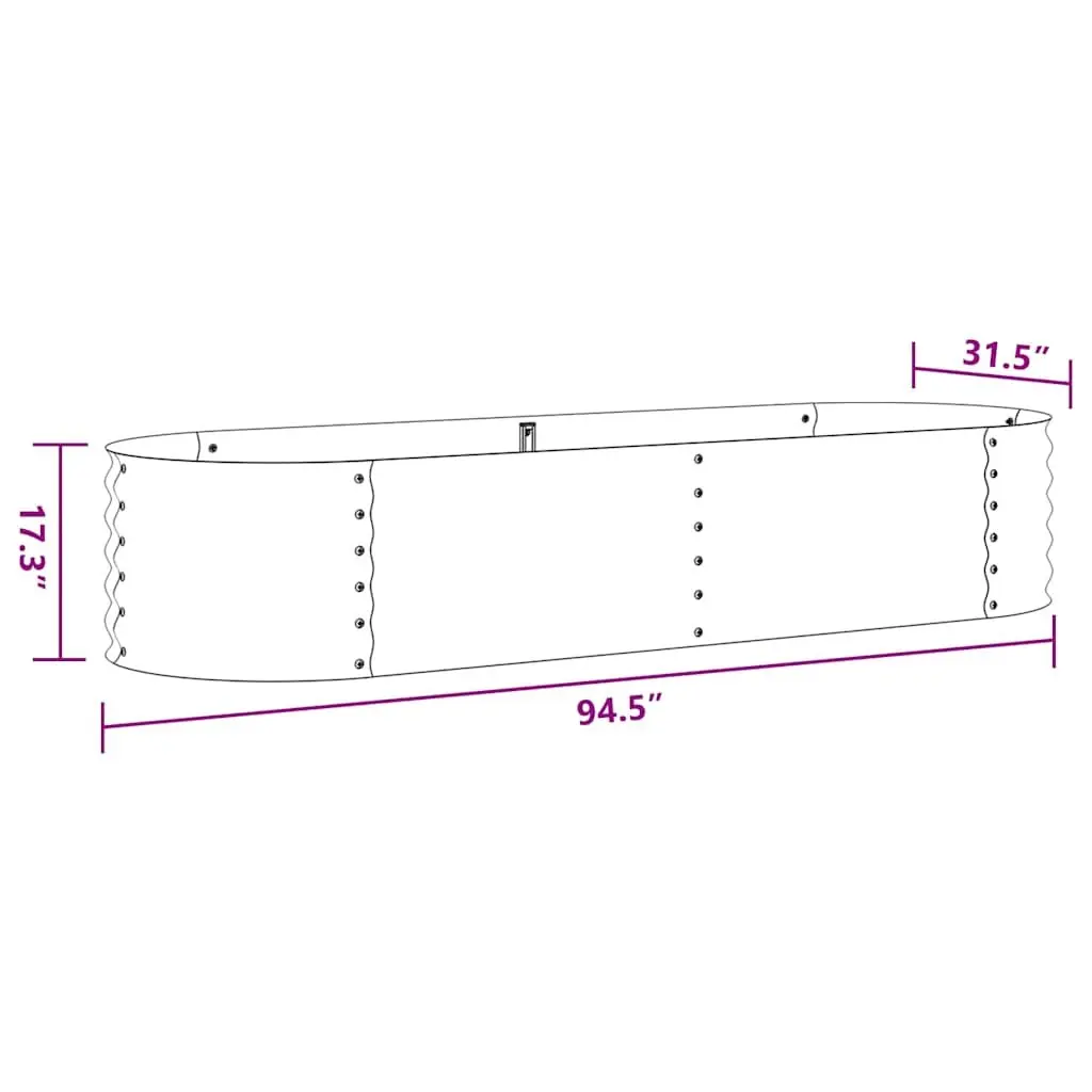 Raised Garden Bed 240x80x44 cm Outdoor Planter Box Silver Metal