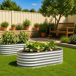 Galvanised Steel Planter 160x80x44 cm for Outdoor Use