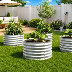 Galvanised Steel Raised Bed 80 x 80 x 44 cm for Outdoor Use