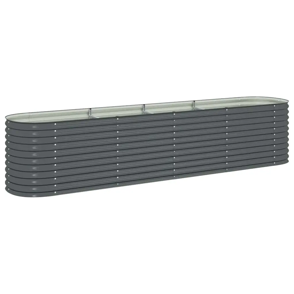 Raised Bed Planter Outdoor 400x80x81cm Galvanised Steel Grey