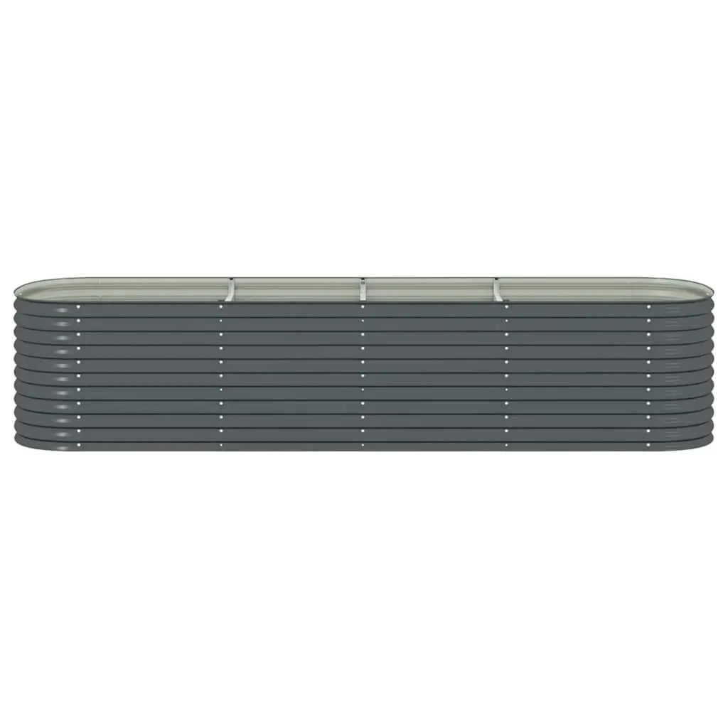 Raised Bed Planter Outdoor 400x80x81cm Galvanised Steel Grey