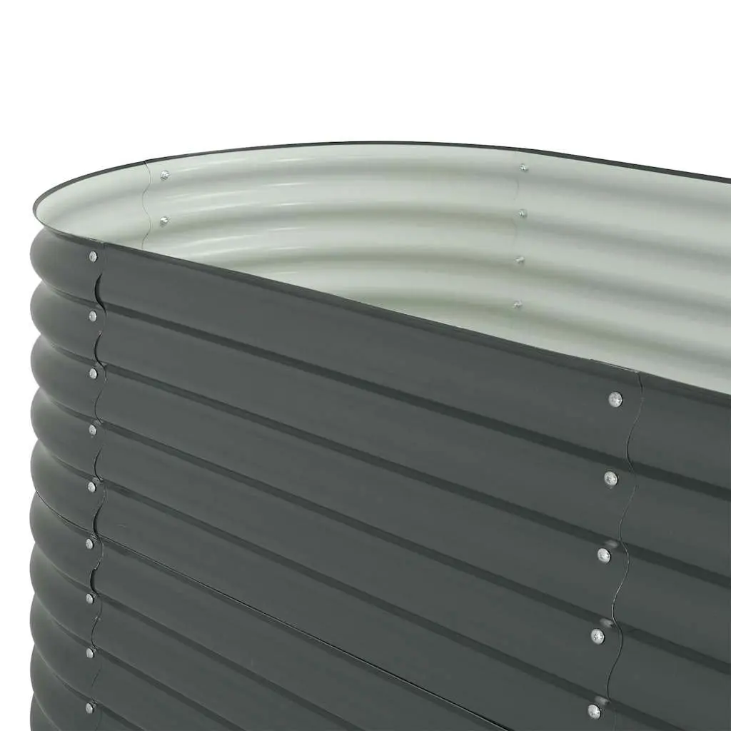 Raised Bed Planter Outdoor 400x80x81cm Galvanised Steel Grey