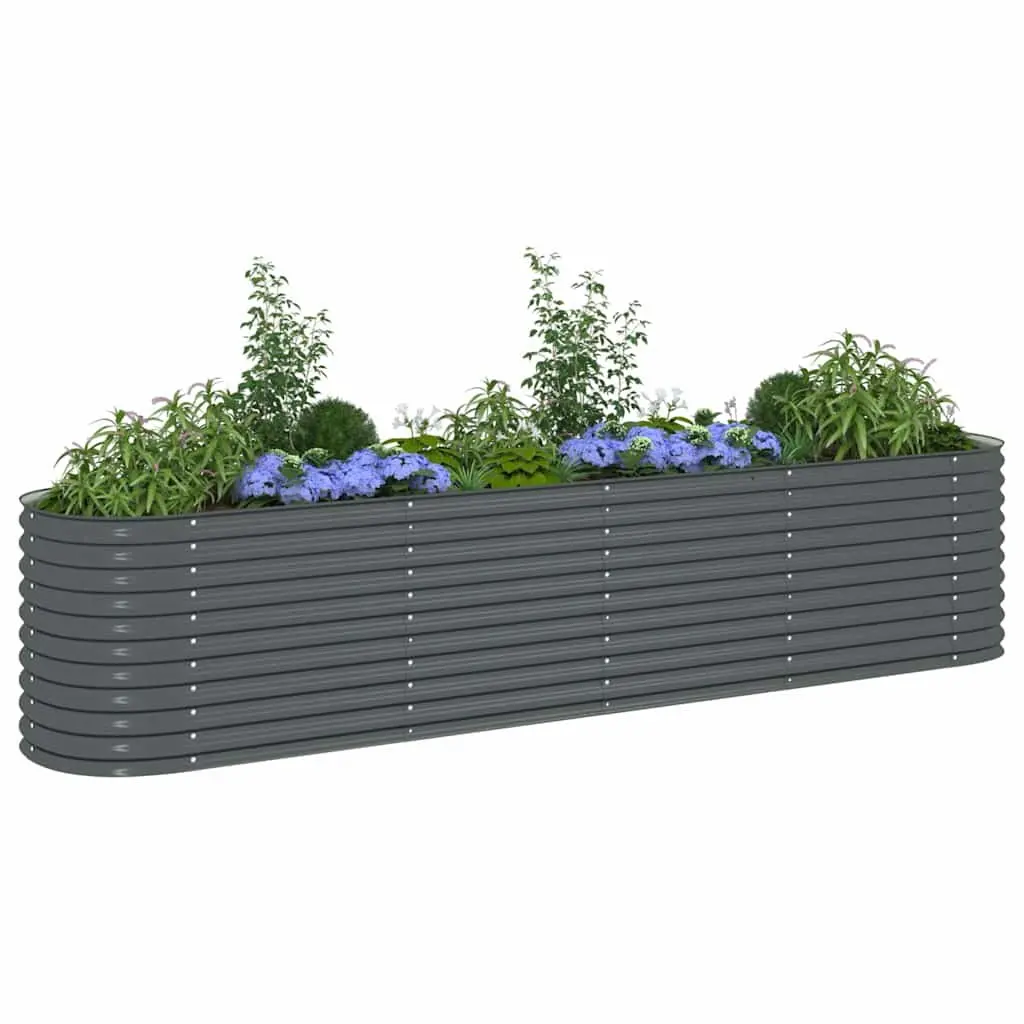 Raised Bed Planter Outdoor 400x80x81cm Galvanised Steel Grey