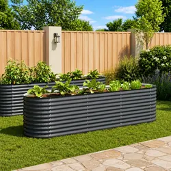 Galvanised Steel Planter Box 320x80x81 cm for Gardens