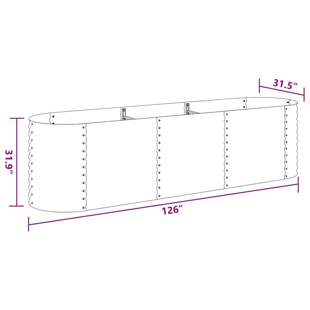 Galvanised Steel Garden Raised Bed 320x80x81 cm Outdoor Planter Box Grey