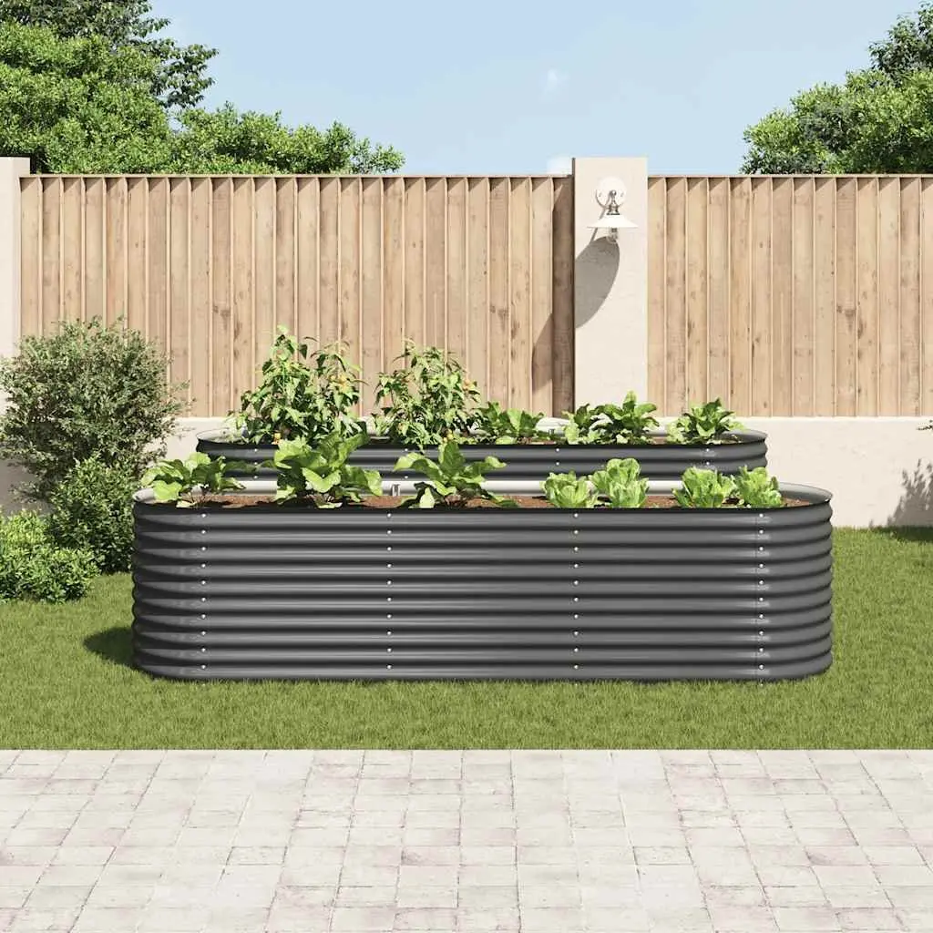 Galvanised Steel Garden Raised Bed 320x80x81 cm Outdoor Planter Box Grey