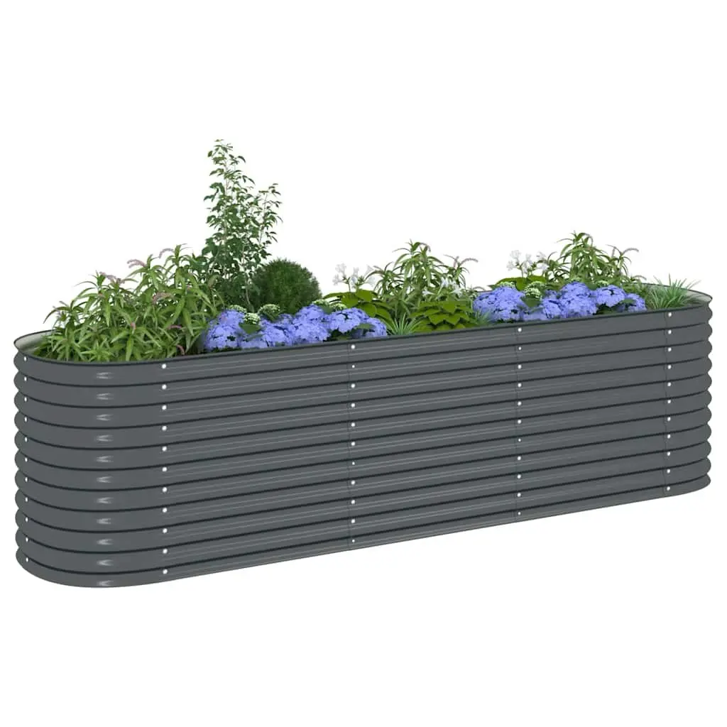Galvanised Steel Garden Raised Bed 320x80x81 cm Outdoor Planter Box Grey