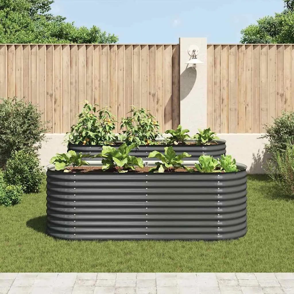 Garden Raised Bed Outdoor 240x80x81 cm Galvanised Steel Planter