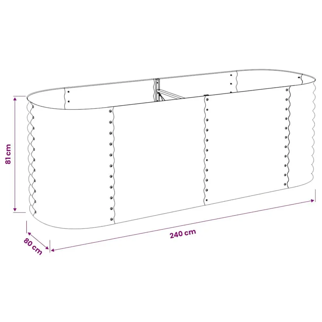 Garden Raised Bed Outdoor 240x80x81 cm Galvanised Steel Planter