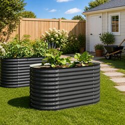 Garden Raised Bed Specifications: 160x80x81 cm Grey Steel