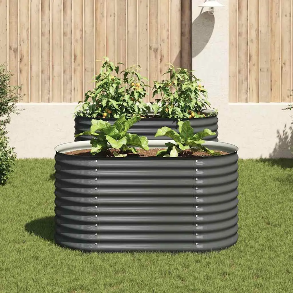 Garden Raised Bed Outdoor 160x80x81 cm Grey Galvanised Steel Planter
