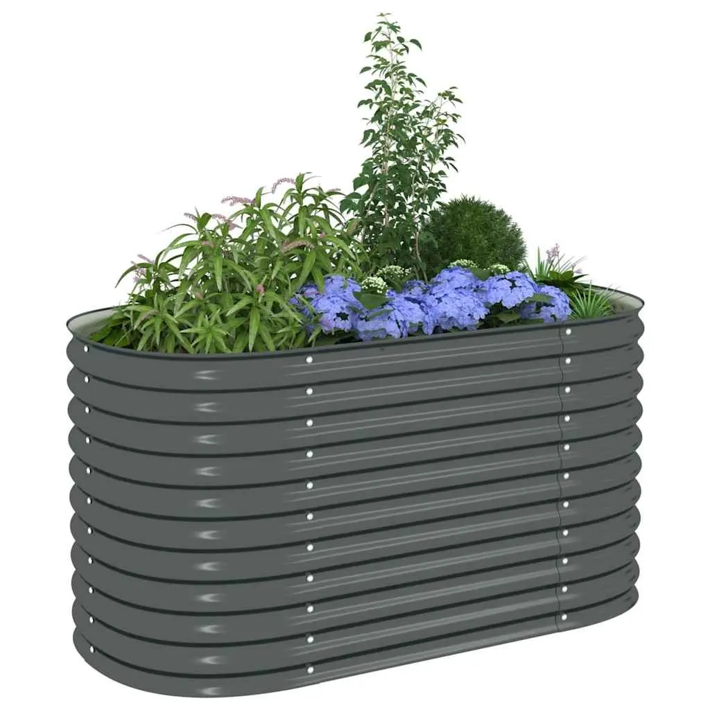 Garden Raised Bed Outdoor 160x80x81 cm Grey Galvanised Steel Planter