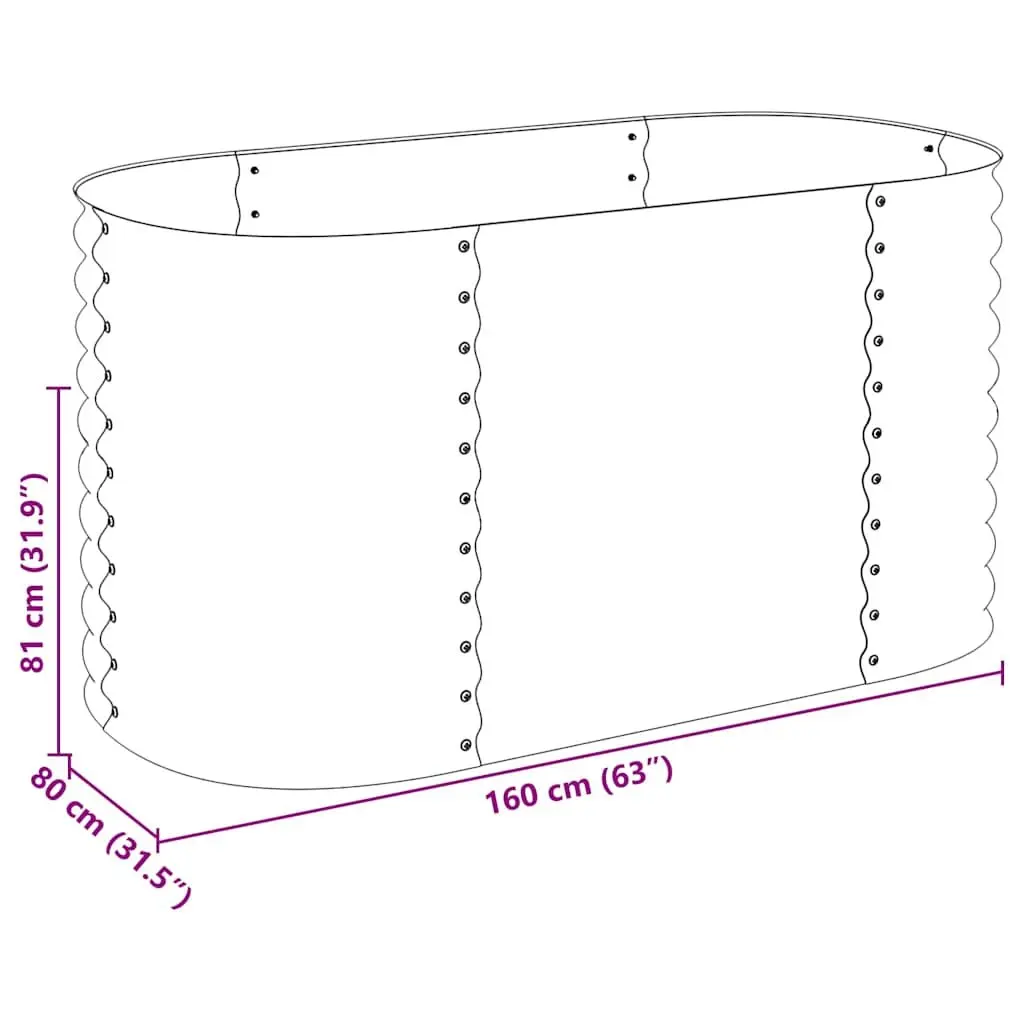 Garden Raised Bed Outdoor 160x80x81 cm Grey Galvanised Steel Planter