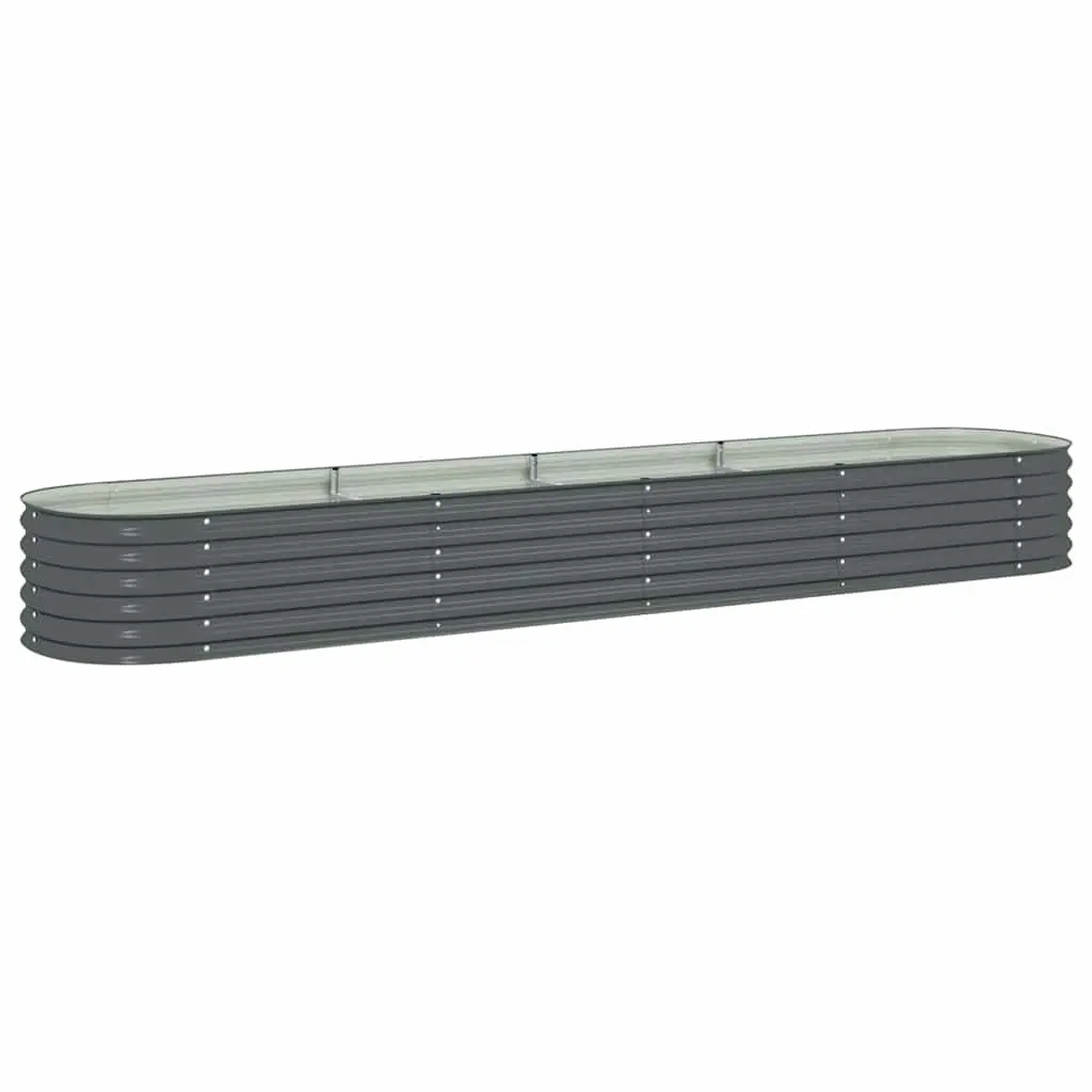 Steel Raised Bed Outdoor Planter 400x80x44cm Grey Garden Use