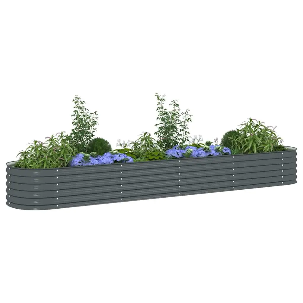 Steel Raised Bed Outdoor Planter 400x80x44cm Grey Garden Use