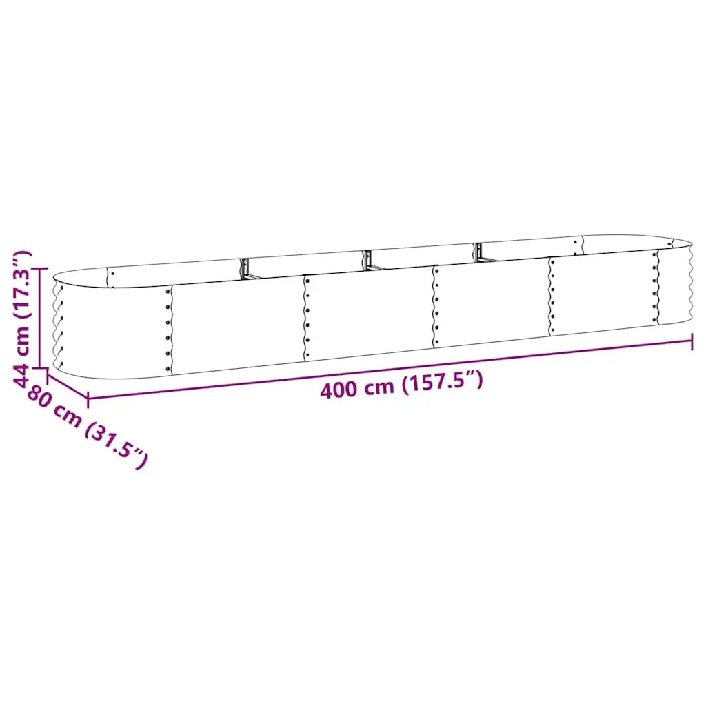 Steel Raised Bed Outdoor Planter 400x80x44cm Grey Garden Use