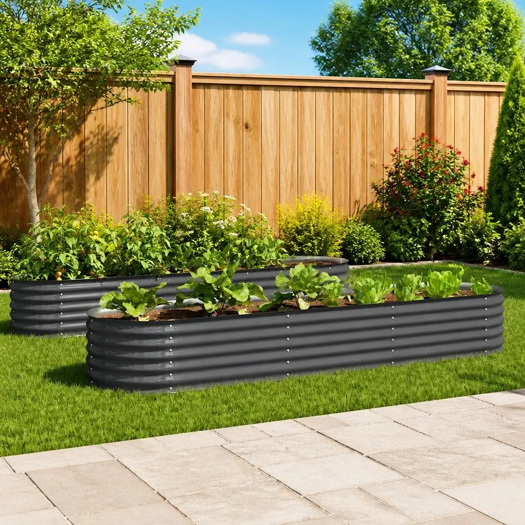 Galvanised Steel Raised Garden Bed 320x80x44 cm