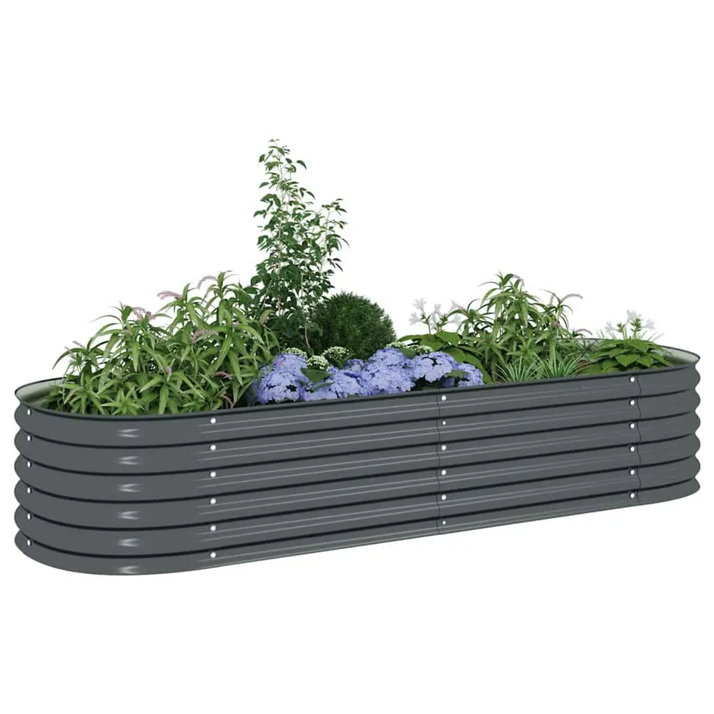 Garden Raised Bed Outdoor Galvanised Steel Planter Box 240x80x44 cm Grey
