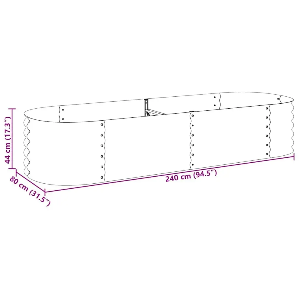 Garden Raised Bed Outdoor Galvanised Steel Planter Box 240x80x44 cm Grey