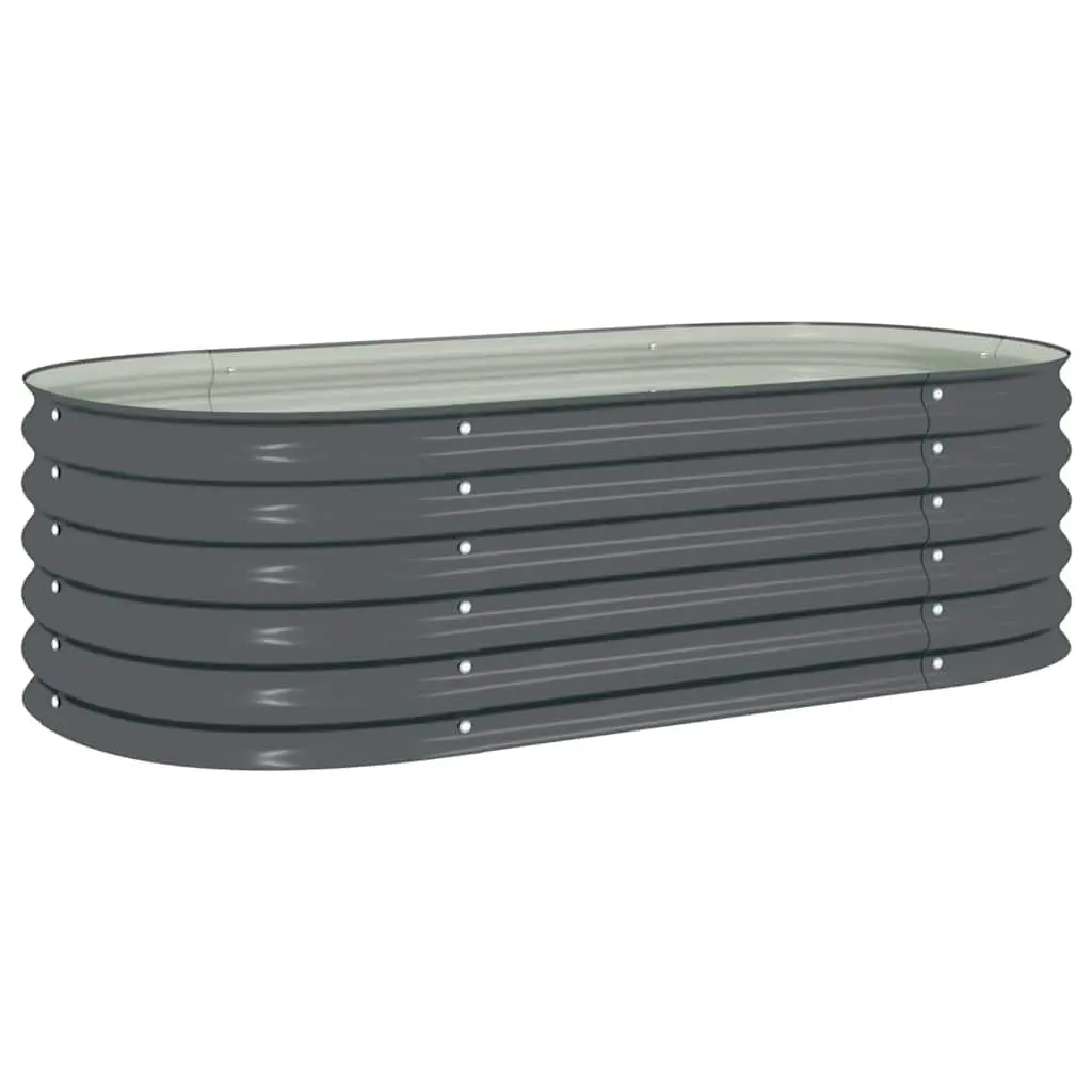 Garden Raised Bed Grey Galvanised Steel Planter 160x80x44 cm Outdoor Patio