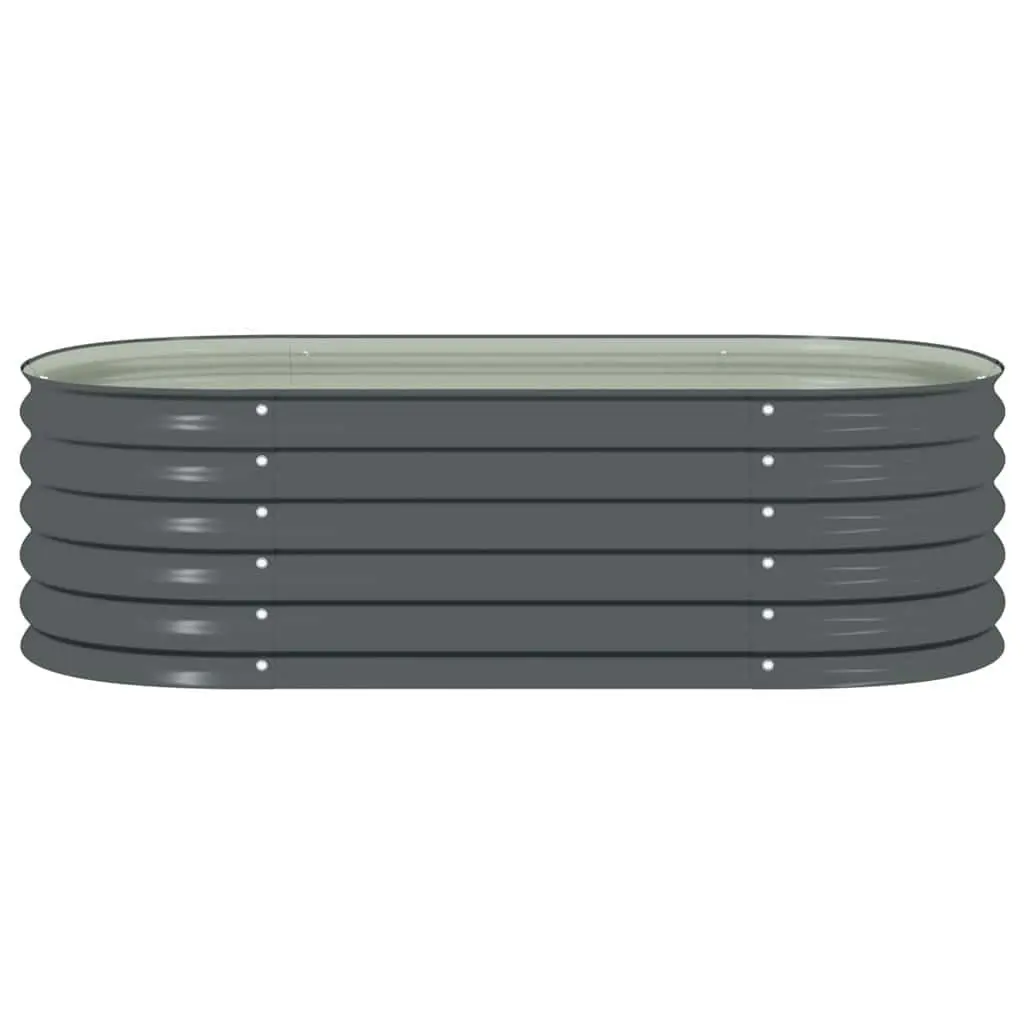 Garden Raised Bed Grey Galvanised Steel Planter 160x80x44 cm Outdoor Patio
