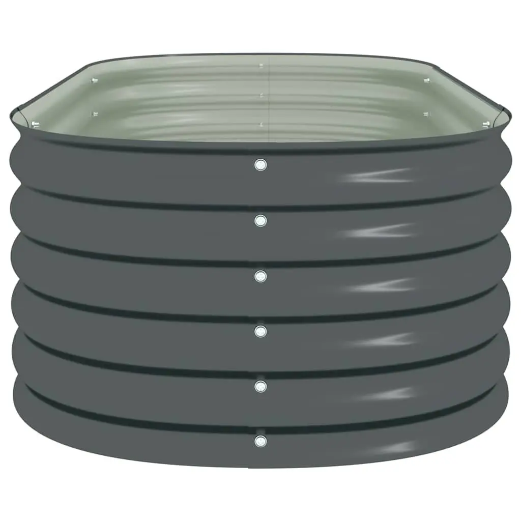 Garden Raised Bed Grey Galvanised Steel Planter 160x80x44 cm Outdoor Patio
