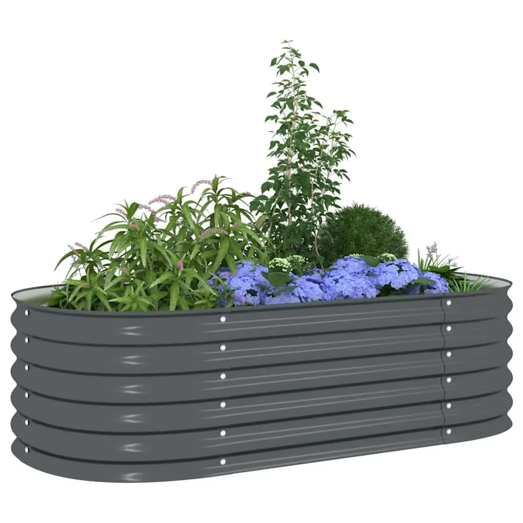 Garden Raised Bed Grey Galvanised Steel Planter 160x80x44 cm Outdoor Patio