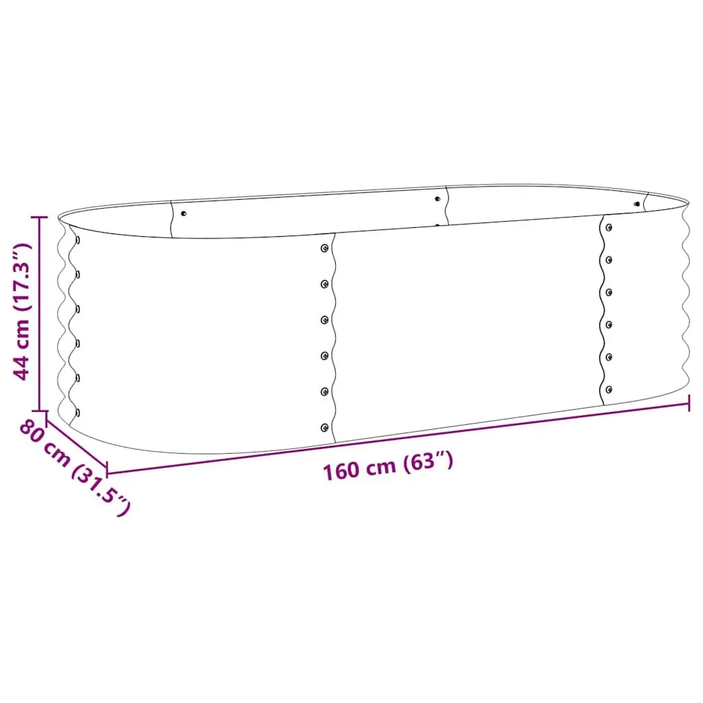 Garden Raised Bed Grey Galvanised Steel Planter 160x80x44 cm Outdoor Patio