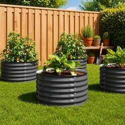 80x80x44 cm Galvanised Steel Planter for Outdoor Gardens