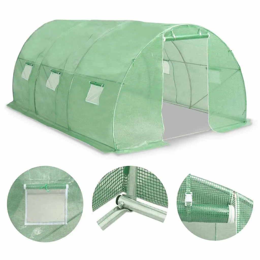 Greenhouse 13.5m² Garden Plant House Green Mesh Fabric Steel Frame Ventilation