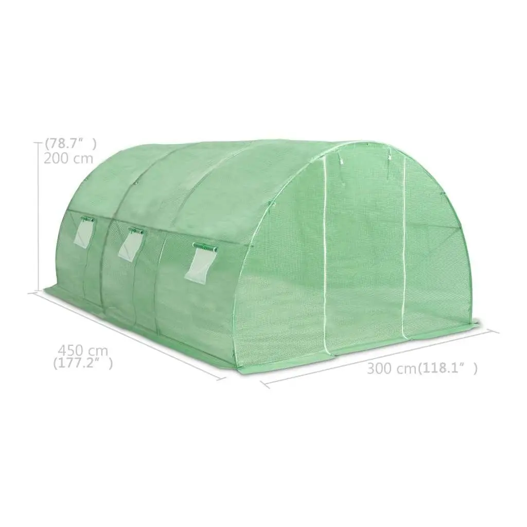 Greenhouse 13.5m² Garden Plant House Green Mesh Fabric Steel Frame Ventilation