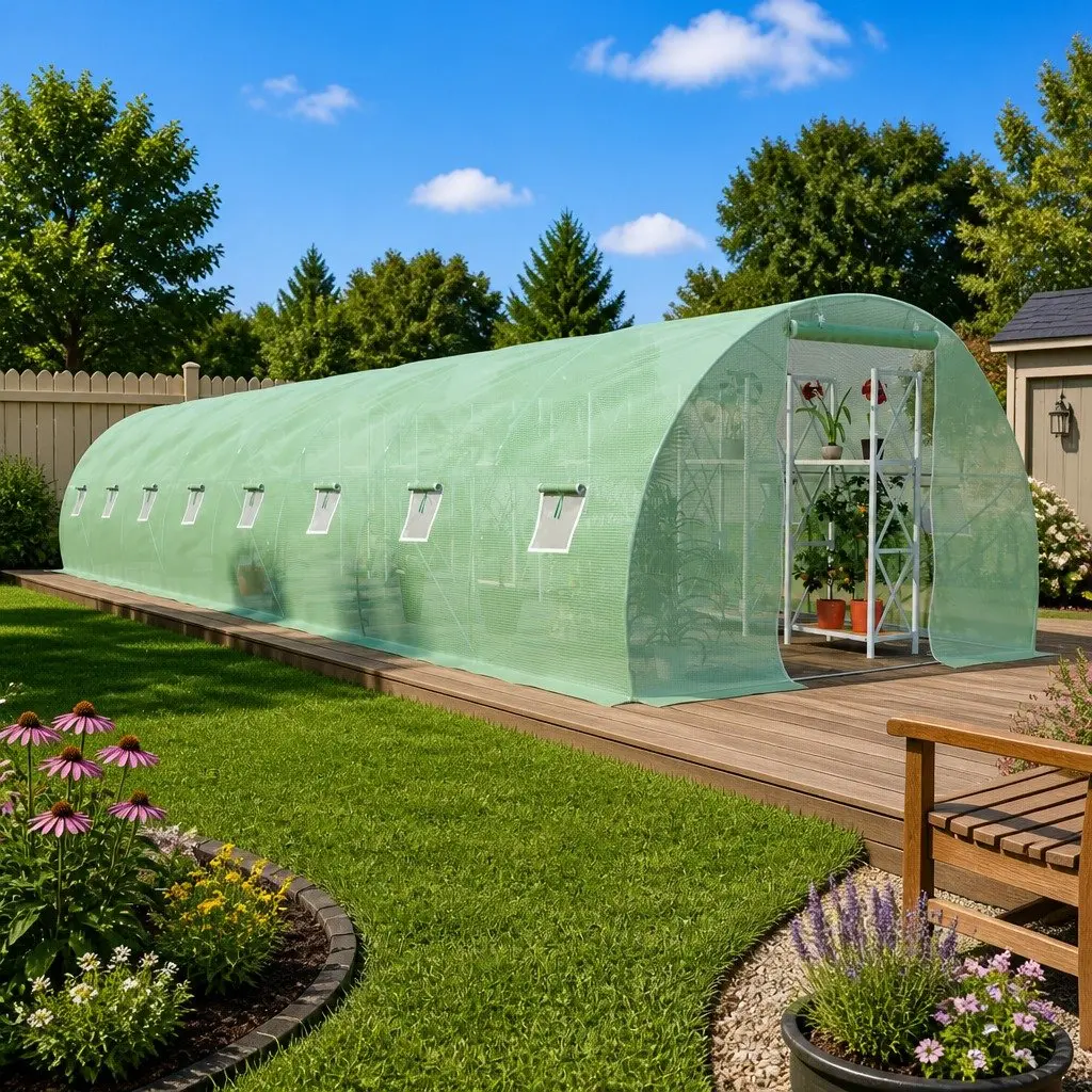 Greenhouse for Garden 36 m² Galvanised Steel Frame PE Mesh with Windows