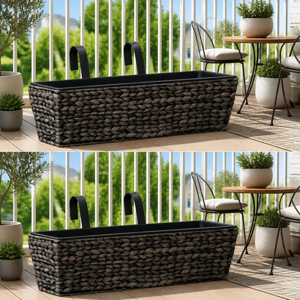 Water Hyacinth Planters 2 Pcs Brown Indoor Plant Pots Removable Containers Set