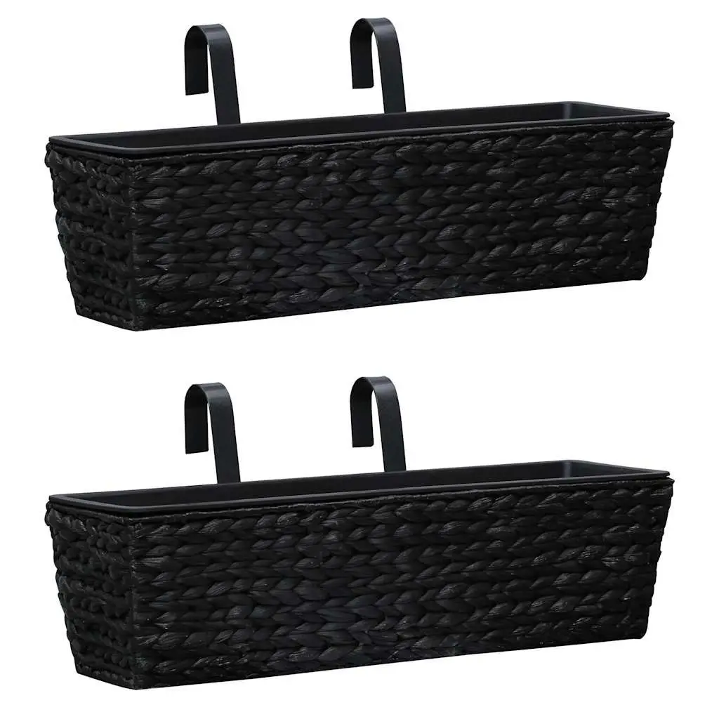 Water Hyacinth Planters Indoor Set of 2 Black