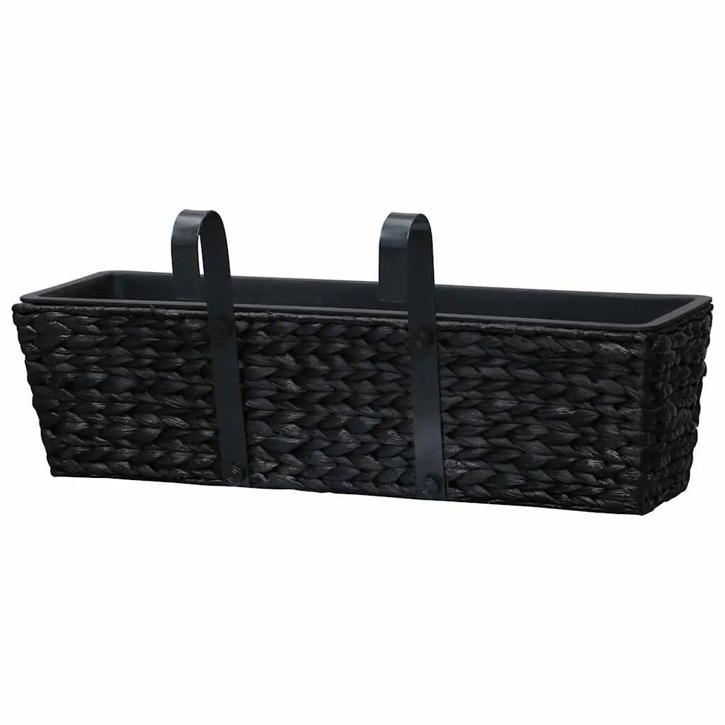 Water Hyacinth Planters Indoor Set of 2 Black