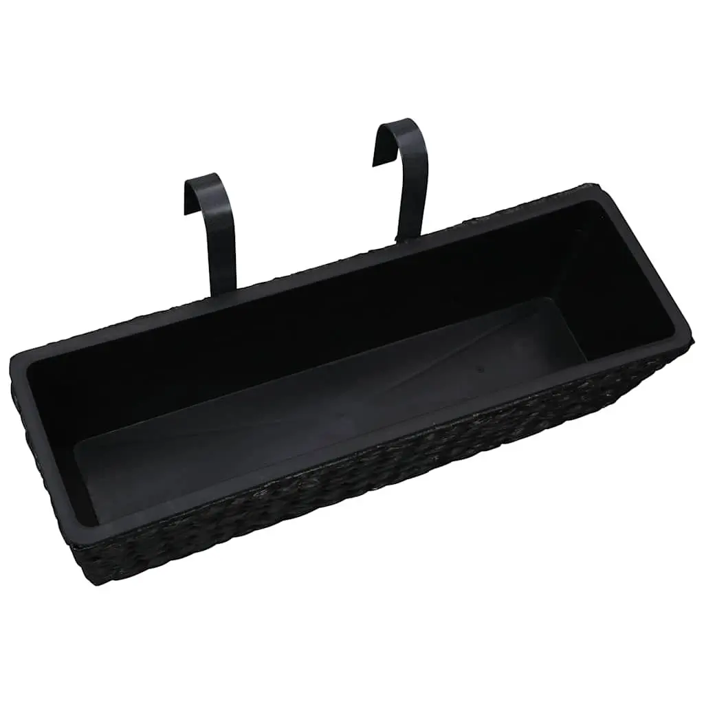 Water Hyacinth Planters Indoor Set of 2 Black