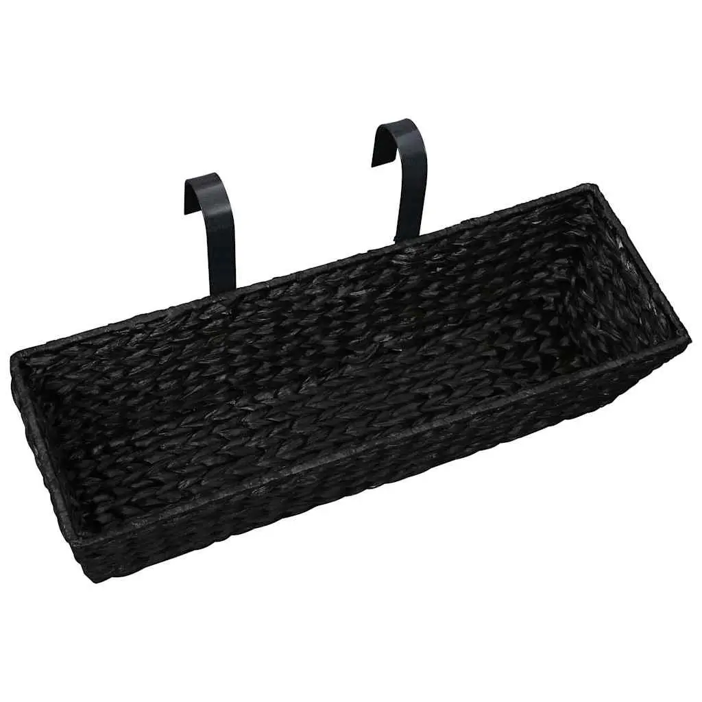 Water Hyacinth Planters Indoor Set of 2 Black