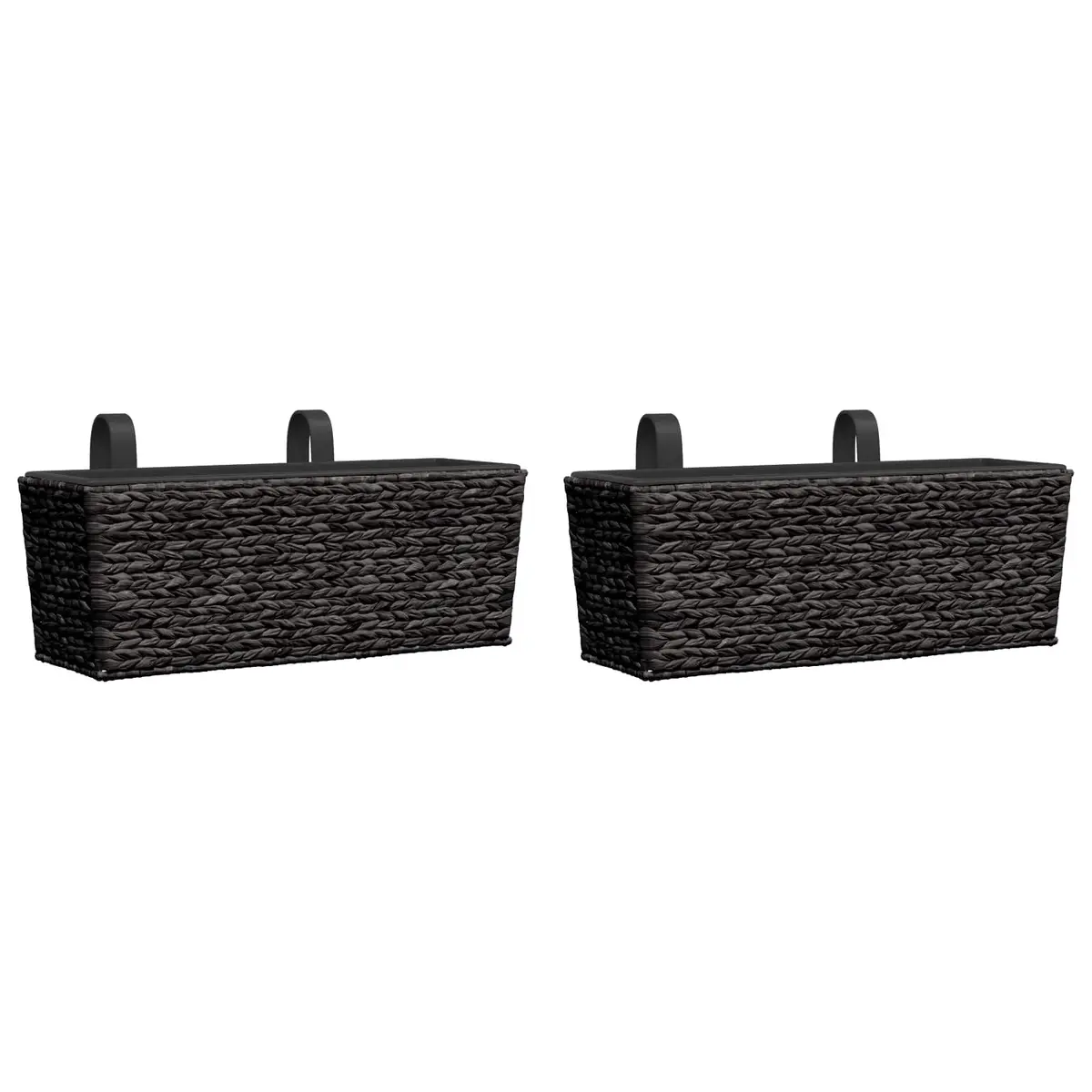 Water Hyacinth Planters Indoor Set of 2 Black
