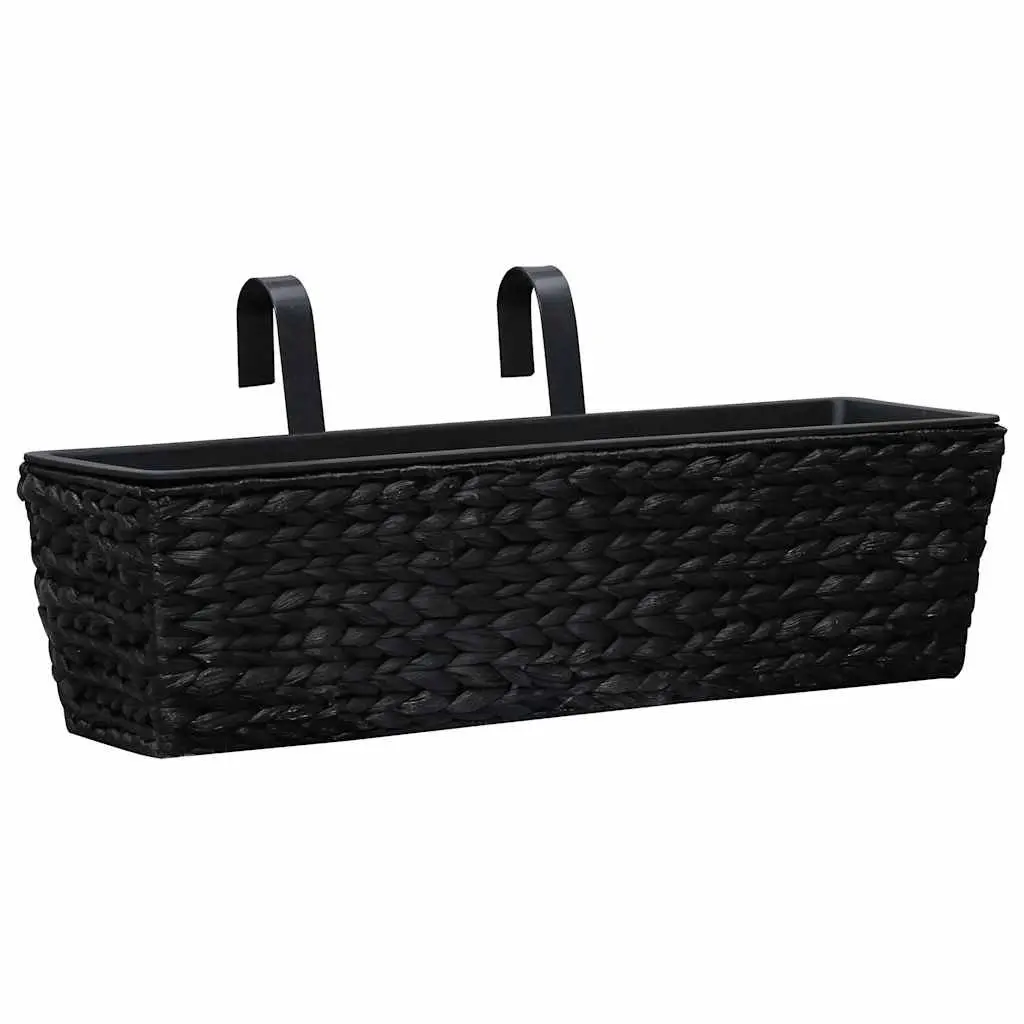 Water Hyacinth Planters Indoor Set of 2 Black