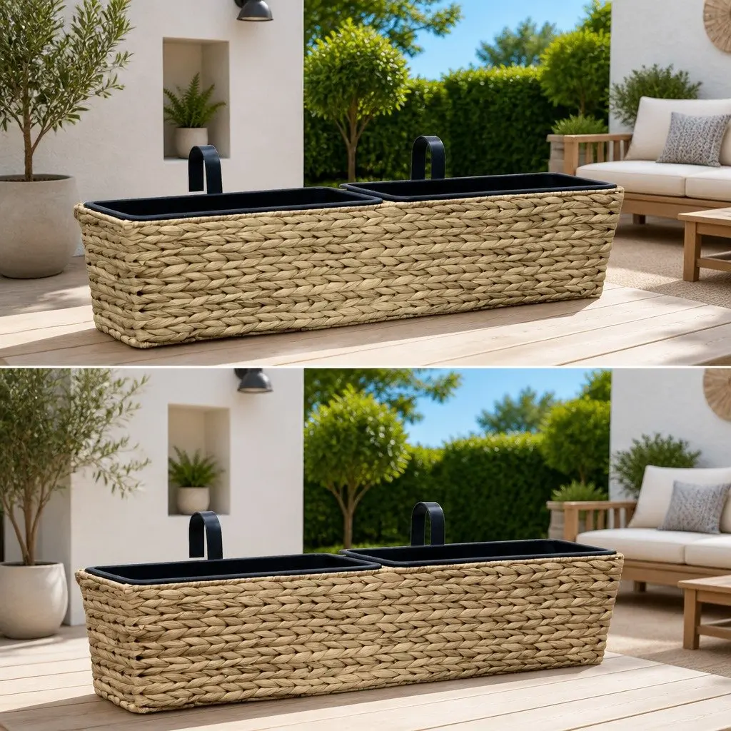Water Hyacinth Planters Indoor 2 Piece Brown