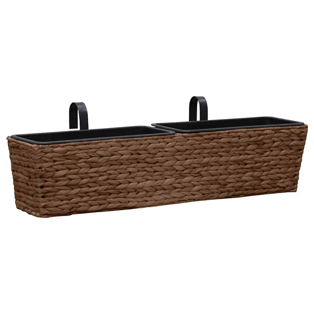 Water Hyacinth Plant Pots Indoor Use Brown 2 Piece Set