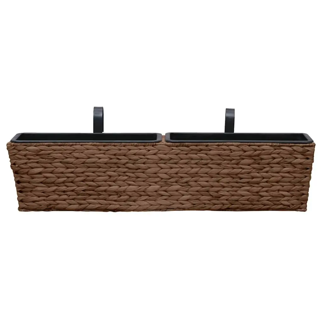 Water Hyacinth Plant Pots Indoor Use Brown 2 Piece Set