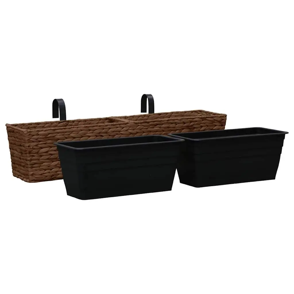 Water Hyacinth Plant Pots Indoor Use Brown 2 Piece Set