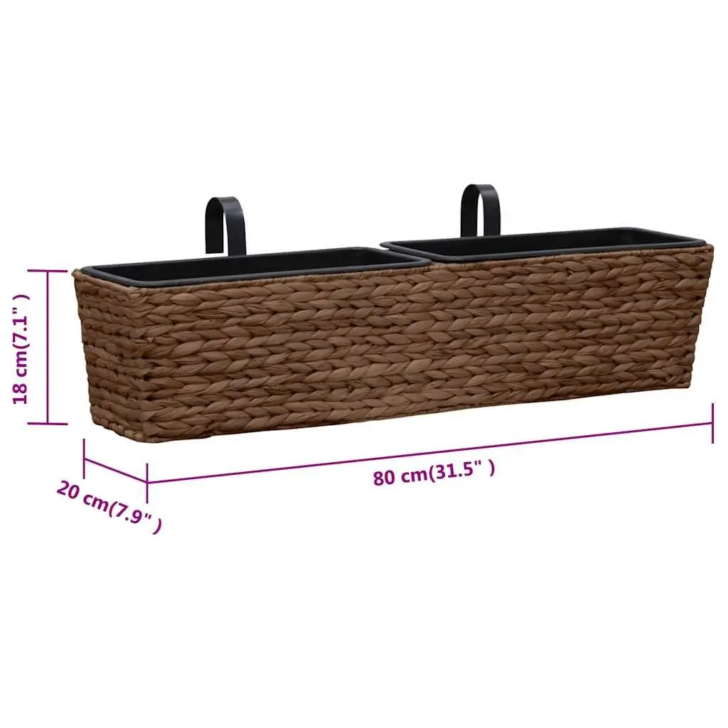 Water Hyacinth Plant Pots Indoor Use Brown 2 Piece Set