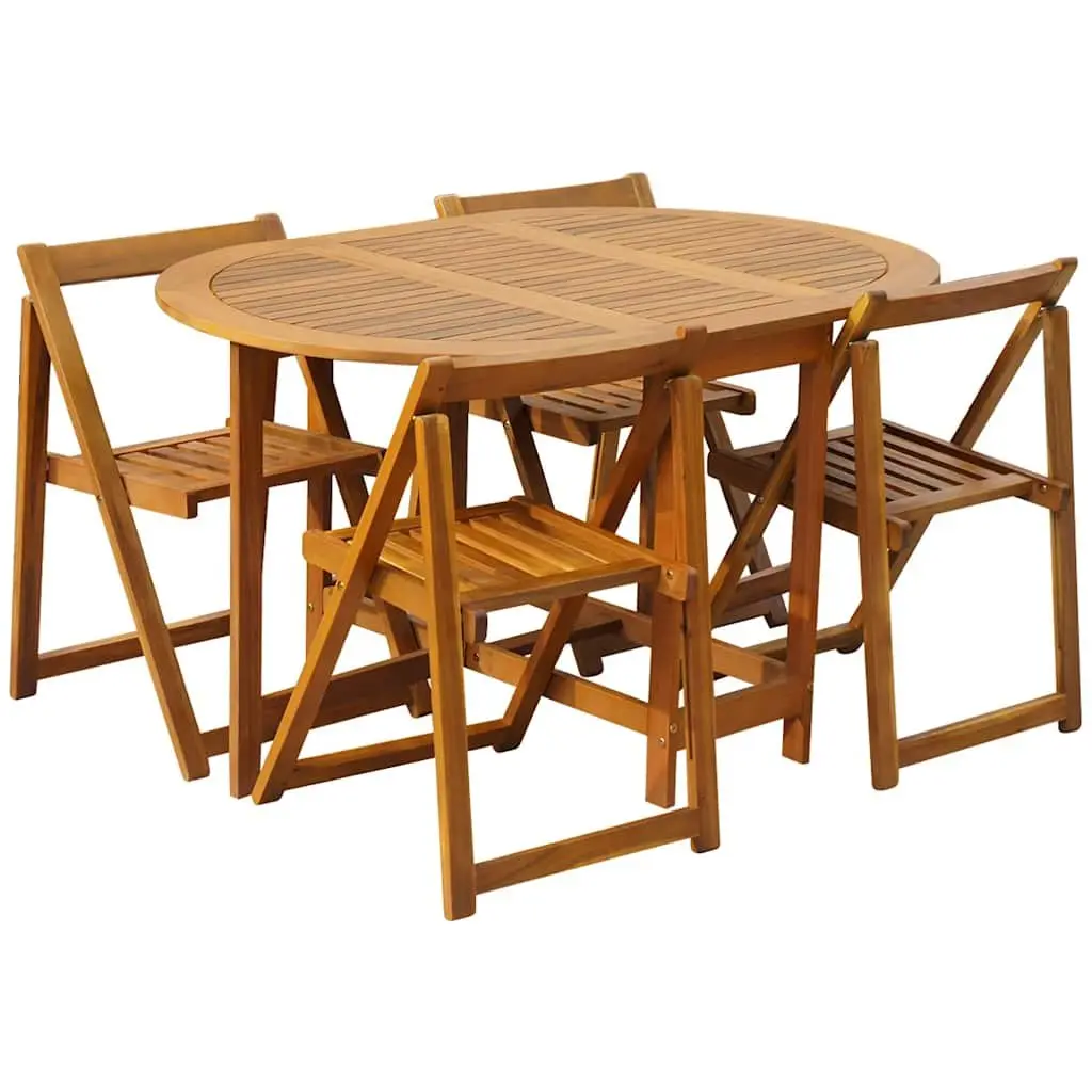 Folding 5-Piece Acacia Wood Outdoor Dining Set