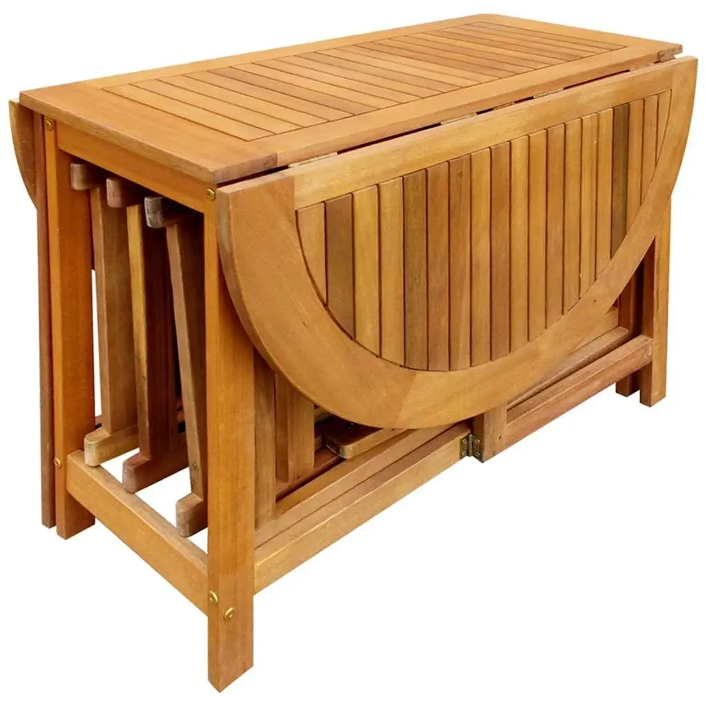 Folding 5-Piece Acacia Wood Outdoor Dining Set