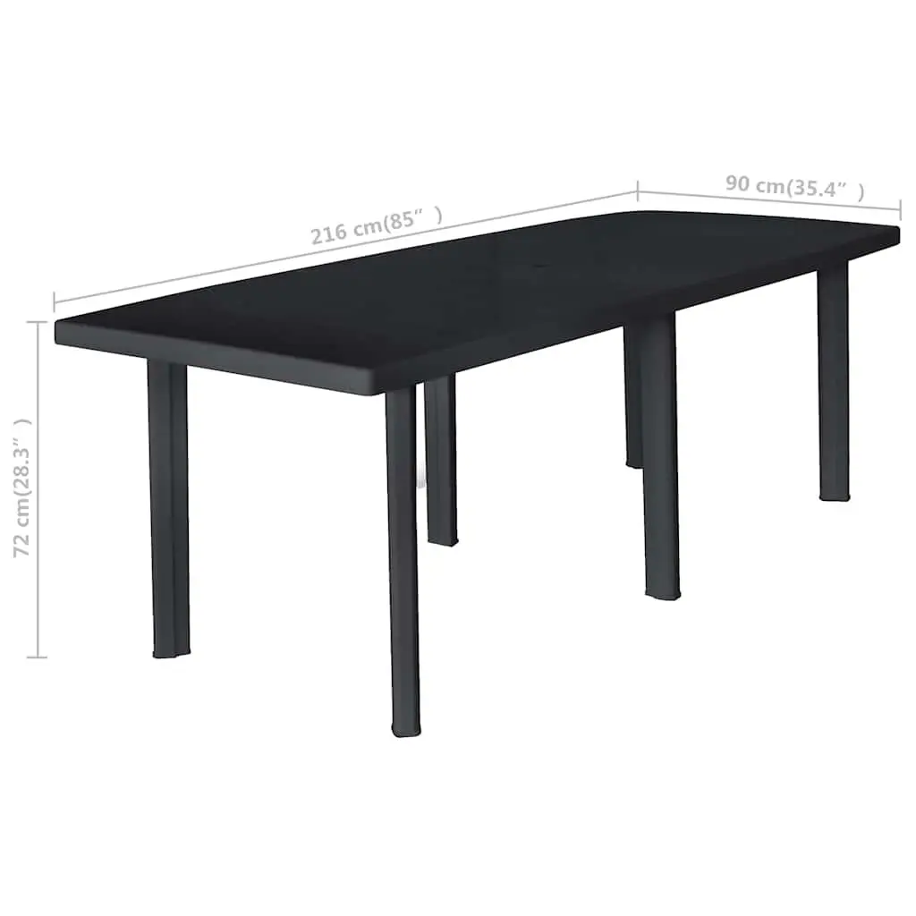 Outdoor Dining Table for Garden Patio 216 x 90 x 72 cm Anthracite Plastic Weather Resistant